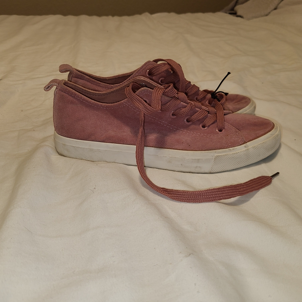 Blush Pink Women's Suede Sneakers